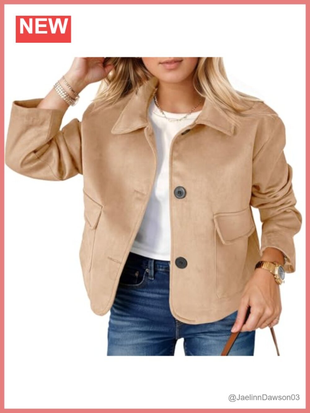 Faux Suede Cropped Jacket Button Down Shacket Women's Casual